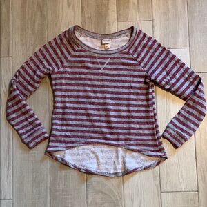 Mossimo Supply Co. Burgundy and Gray Striped Light Sweater - Women’s Medium